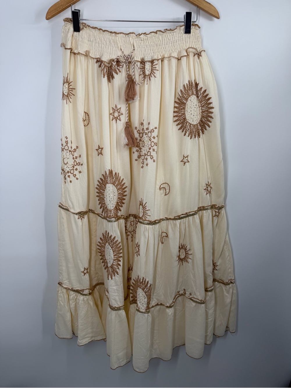 Zara Cream Boho Celestial Maxi Skirt - Picture 12 of 16